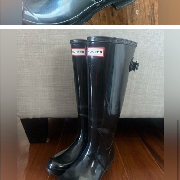 (Marks on front)Hunter Tall Glossy Adjustable Boots - Picture 7 of 8